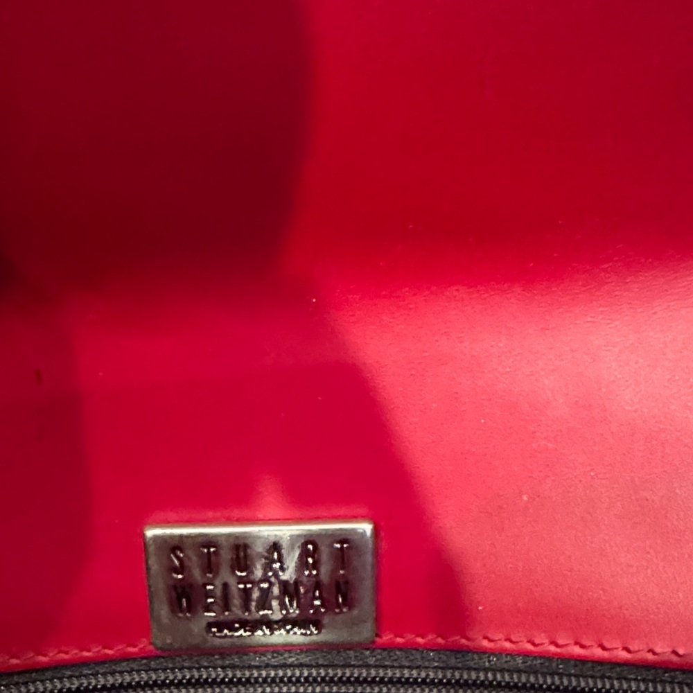 Stuart Weitzman Red Snakeskin Pattern Shoulder Bag - image 6